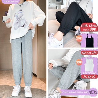 Quần jogger nữ TEMA cao cấp - quần jogger chất nỉ tăm dày dặn 2 viền sọc hàng Quảng Châu