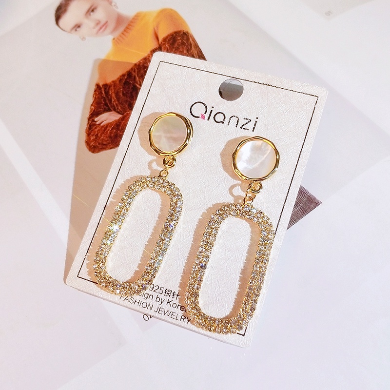 Khuyên tai JIUDUOLAN mạ bạc 925 thiết kế dáng tròn đính đá nhân tạo thời trang tinh tế dành cho nữ
