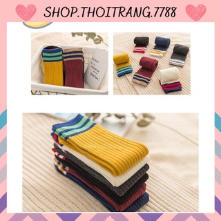 Tất len cao cổ sọc vintage mẫu mới 2433 shop thời trang 7788