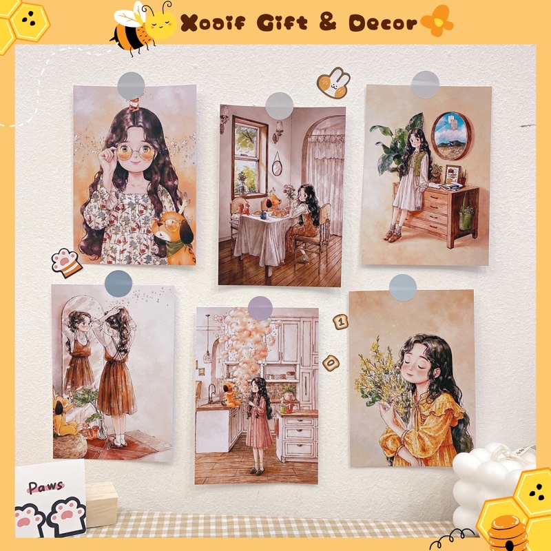 Set postcard FOREST GIRL decor trang trí phòng cực xinh