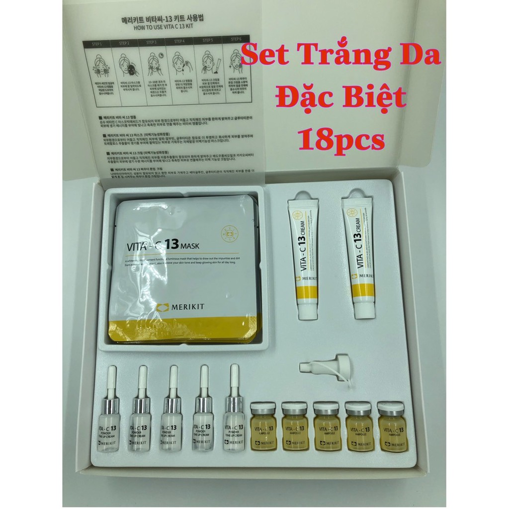 (1hộp)Vita-C13 Special Formula Whitening Kit - Bộ Dưỡng Trắng Da Hàn Quốc 18món