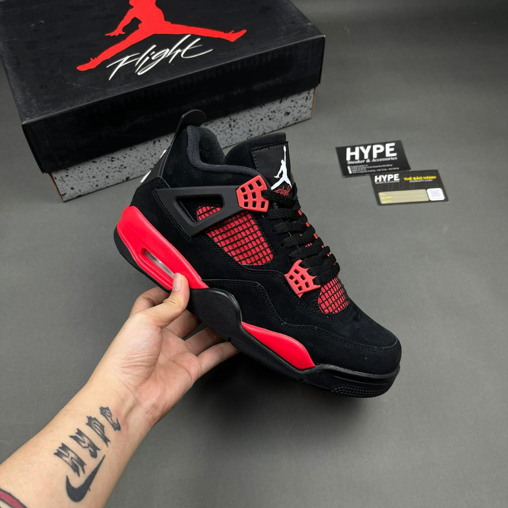 Giày Jordan 4 Red Thunder (JD4 đen đỏ) - HYPE SNEAKER | Phiên bản High Quality