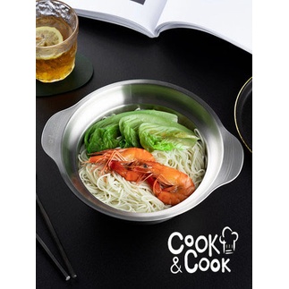 Thố thau inox 304 có vạch chia và tay cầm đựng thực phẩm ăn mì Ramen tiện lợi kích thước 24.6x9cm 1000ml