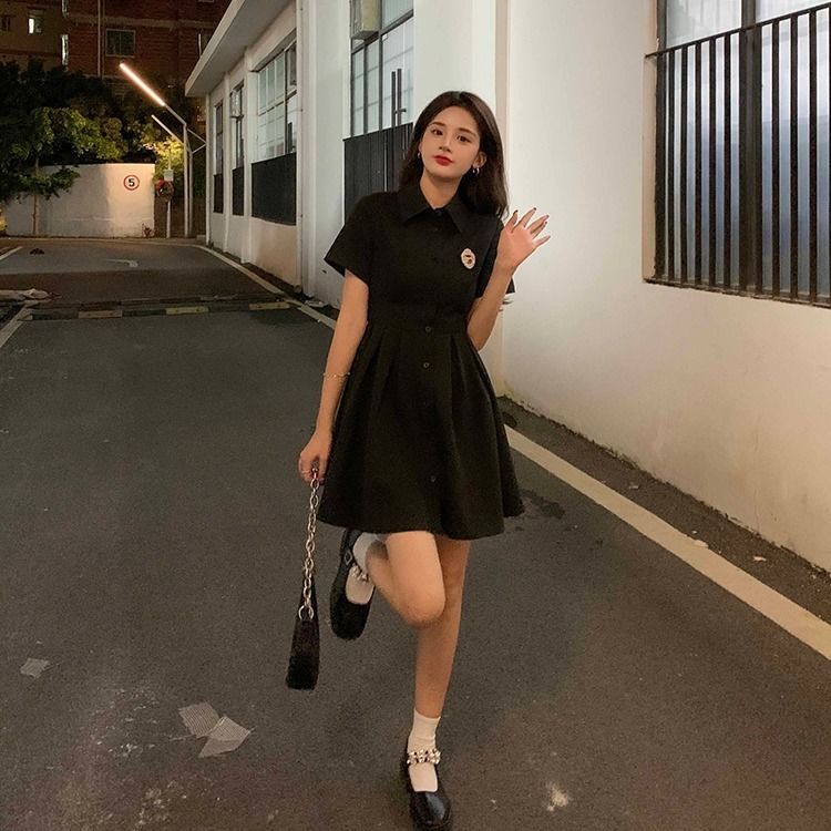 COZOK Đầm Chữ A Hở Lưng Màu Đen Dành Cho Nữ