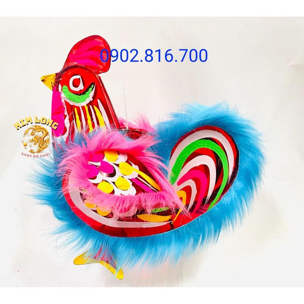 Đồ chơi lồng đèn trung thu truyền thống-Lồng đèn kiếng lông đủ màu hình GÀ CÁ THỎ BƯỚM KT 40cm