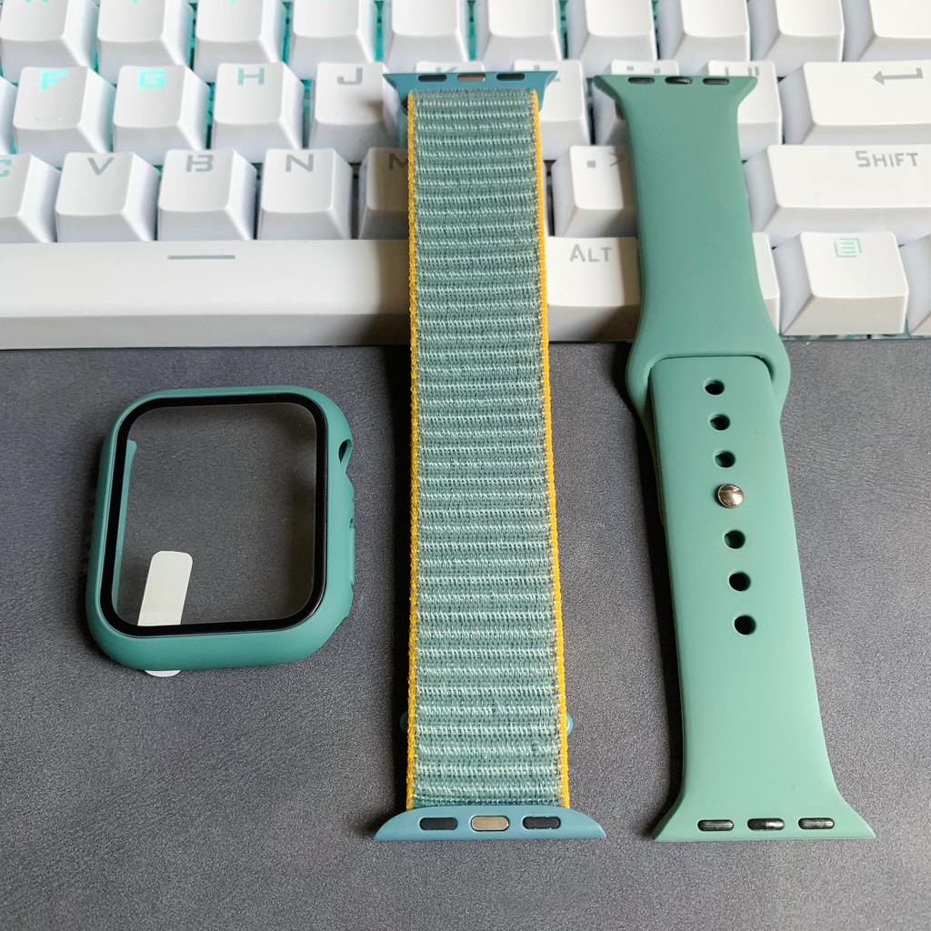 Set 3 Món Ốp Silicone + Dây Đeo Nylon Cho Apple Watch 45mm 41mm 38mm 42mm 44mm 40mm Iwatch Series 7 / 6 / SE / 5 / 4 / 3 / 2 / 1