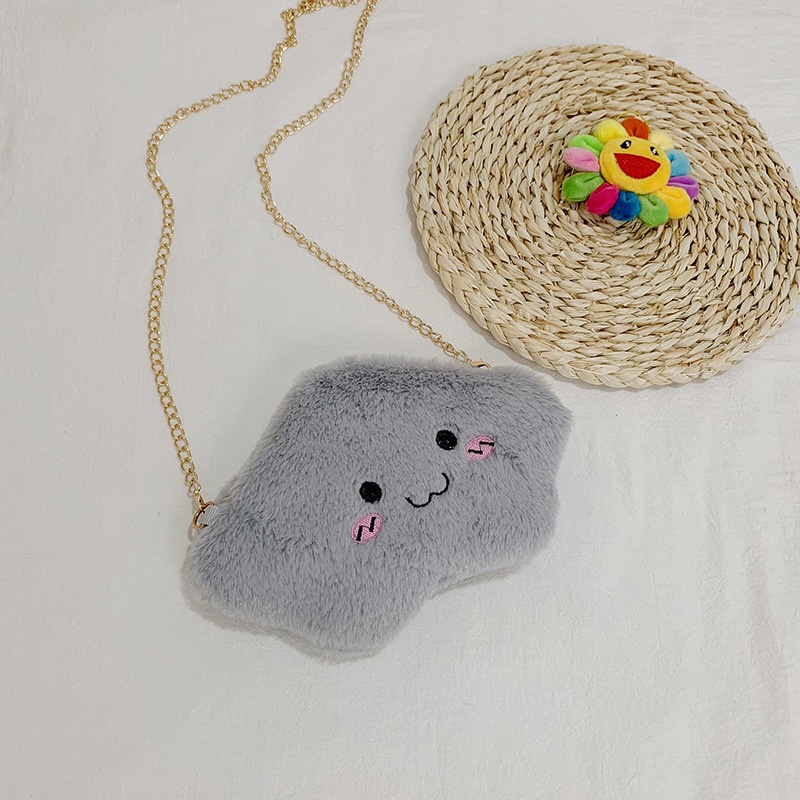 Túi Xách Đeo Vai Hình Đám Mây Bằng Lông Nhung Phối Dây Xích Dễ Thương Xinh Xắn Dành Cho Nữ