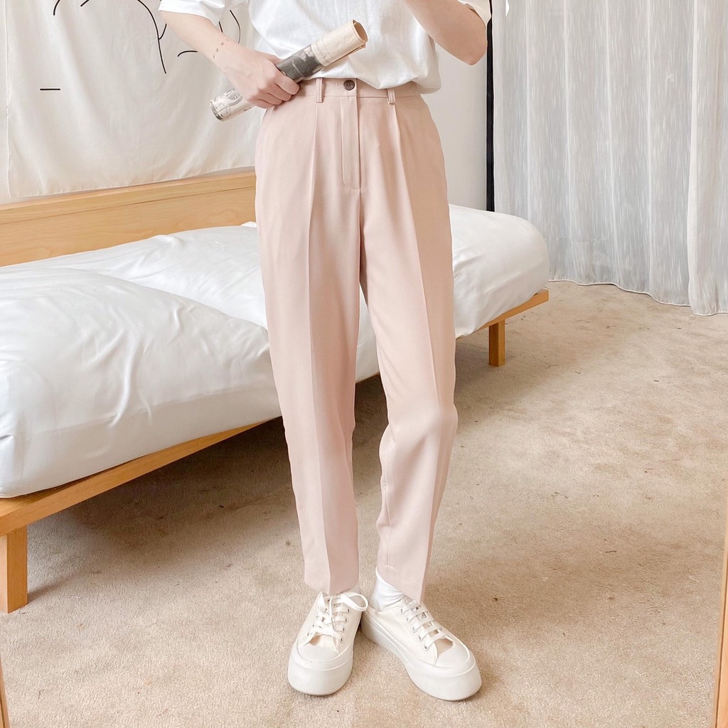 Quân âu, quần tây dáng baggy học sinh, sinh viên lưng cao tôn dáng chất vitex mềm mại co giãn cho mọi chiều cao.