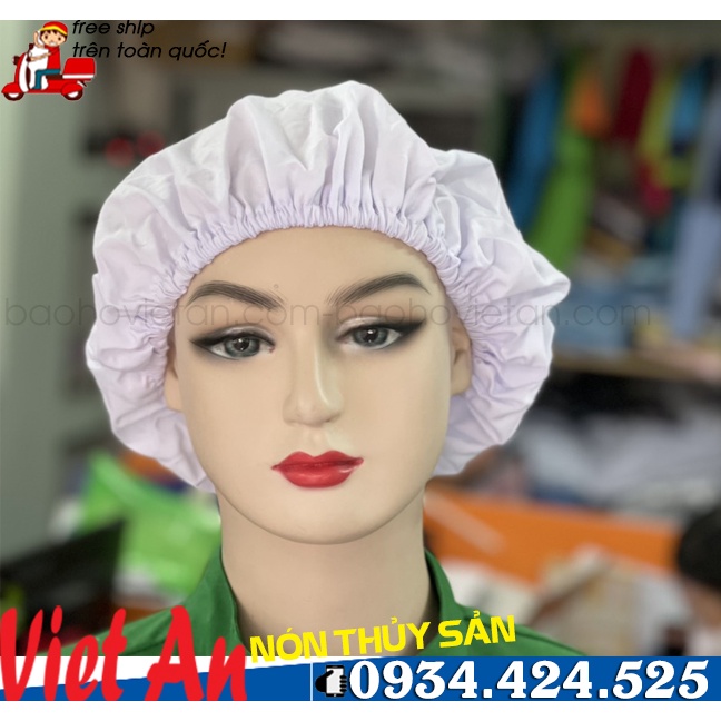 Nón Bánh Tiêu Vải Silk Màu Trắng _ Hình Chụp Thật