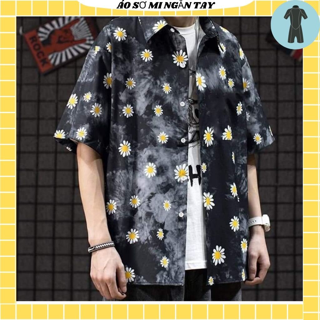 Áo Sơ Mi Tay Ngắn Unisex Cổ Bẻ Phông Cách Hàn Quốc Freesize
