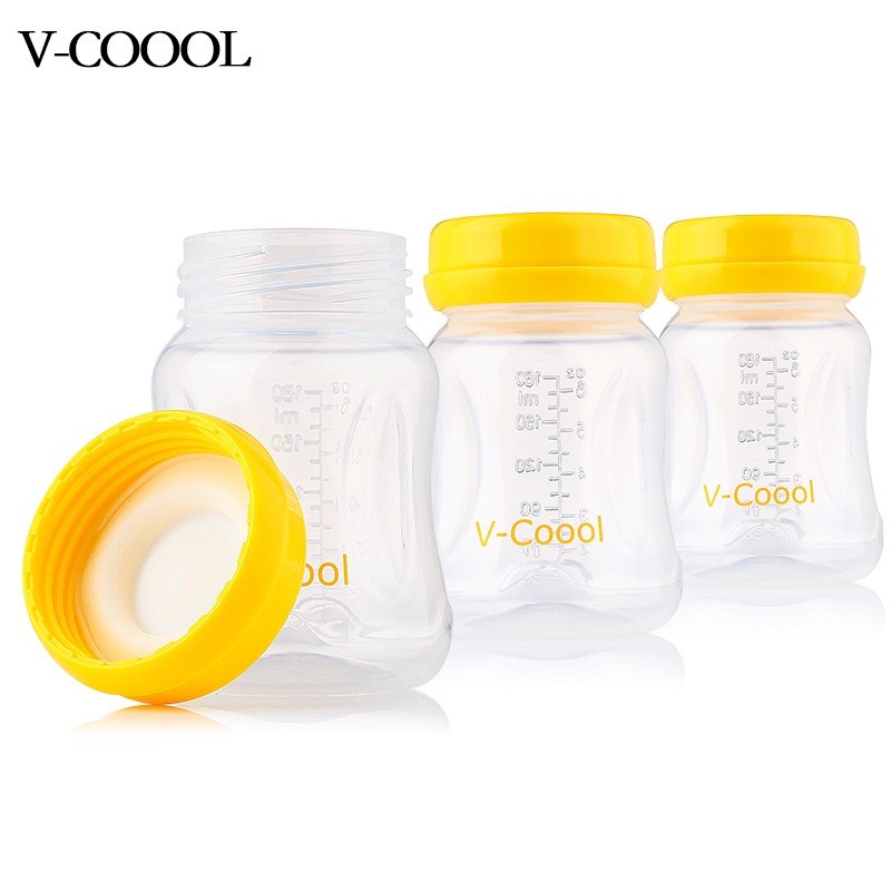 Bình trữ sữa Vcool cổ rộng 180ml chính hãng có vạch chia, chất liệu PP Free BPA An toàn cho bé