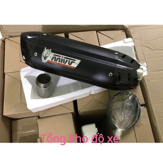Full Bộ Pô Mivv Đen Carbon + Cổ Pô Bầu Hơi Gắn Ex,Winner, WInner X, R15 N12