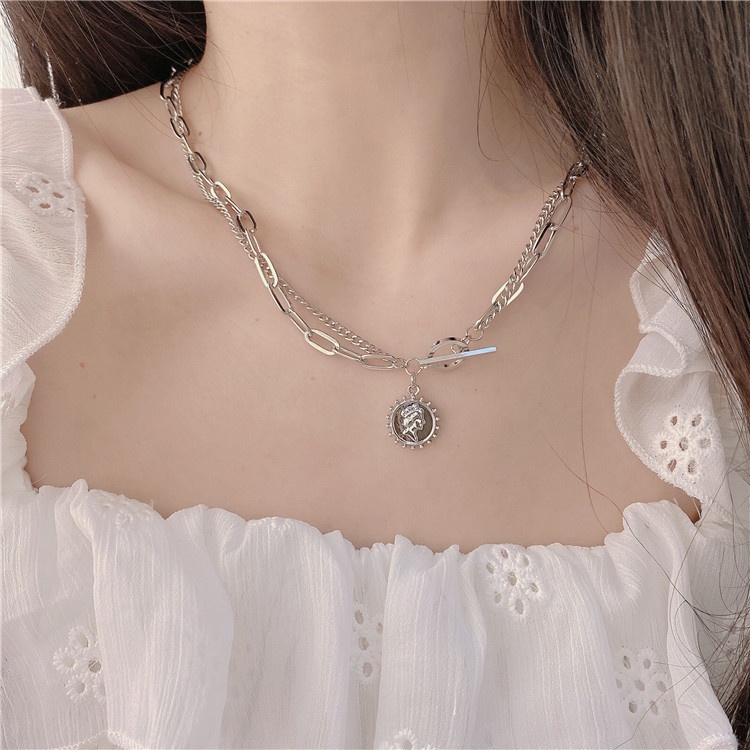 Dây Chuyền Hai Lớp 19802 Người Phong Cách Hip Hop Đường Phố