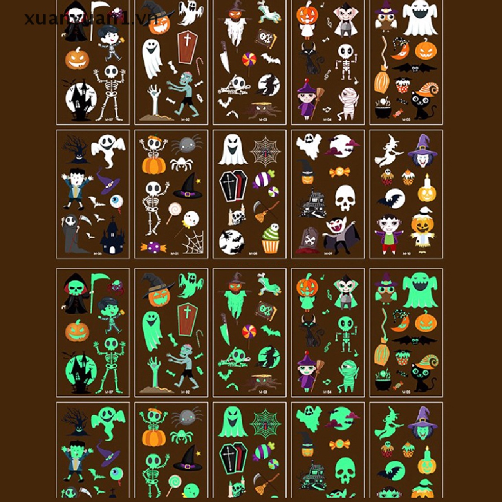 Set 10 Hình Xăm Dán Phát Quang Chống Nước Phong Cách Halloween Độc Đáo