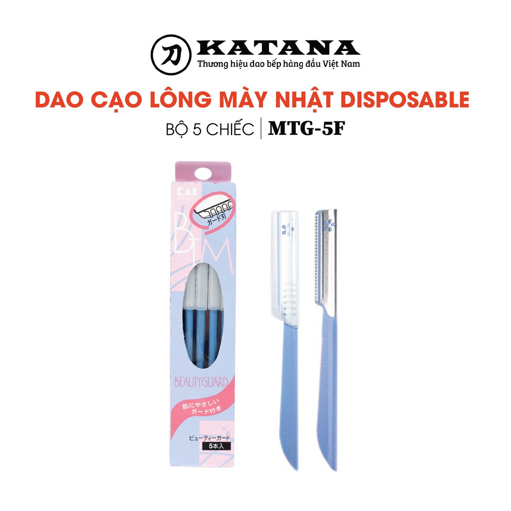 [CHÍNH HÃNG] Bộ 5 dao cạo lông mày cao cấp Nhật Disposable BTMG-5F (màu xanh/hồng)- BH 12 tháng 1 ĐỔI 1