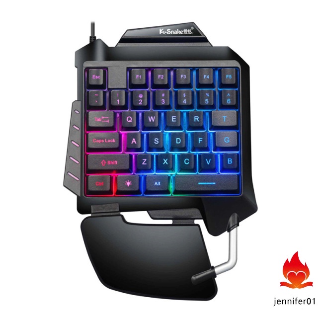 jennifer Single-handed Keyboard Ergonomic Robotic Led Backlit Wired Gaming Keyboard