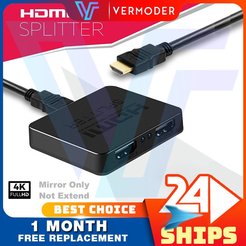 【Ready Stock】 Bộ chia HDCP 4K Bộ chia HDMI Full HD 1080p Bộ chuyển mạch chuyển đổi video 1X2 Tách 1 trong 2 đầu ra Bộ khuếch đại Màn hình kép cho HDTV DVD PS3 Xbox