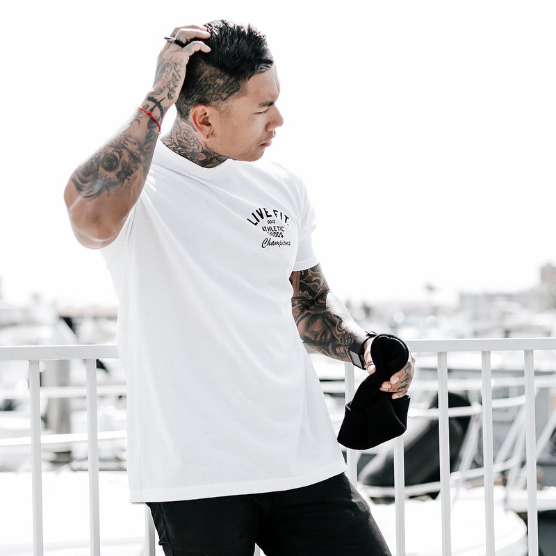 Áo thun cotton ngắn tay thoáng khí thời trang nam phong cách thể thao