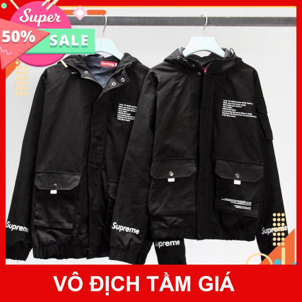 BANSI   ÁO KHOÁC DÙ IN CHỮ SUPREME TP