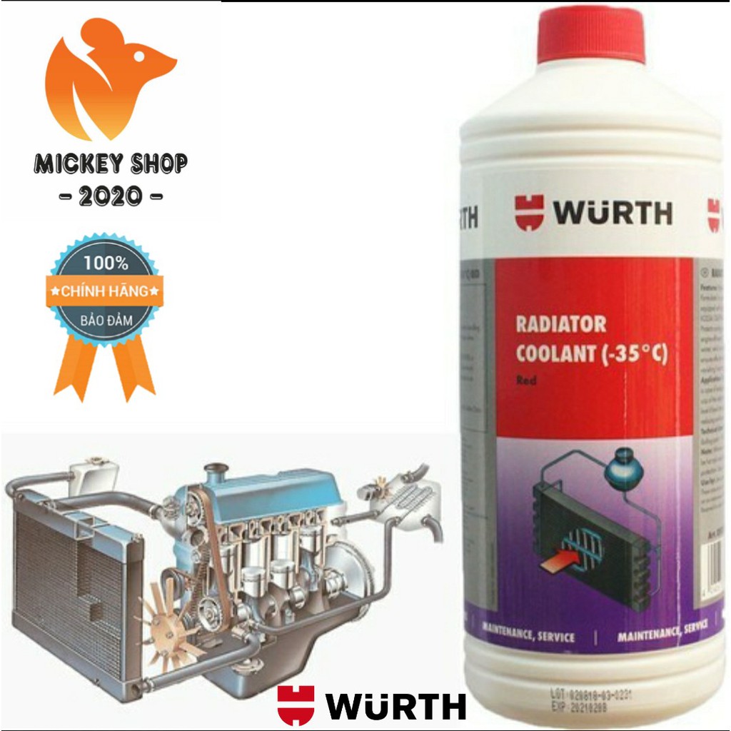 [ CAO CẤP ] Nước Làm Mát Động Cơ Wurth Radiator Coolant 1 Lít 0892350001 Pha Sẵn