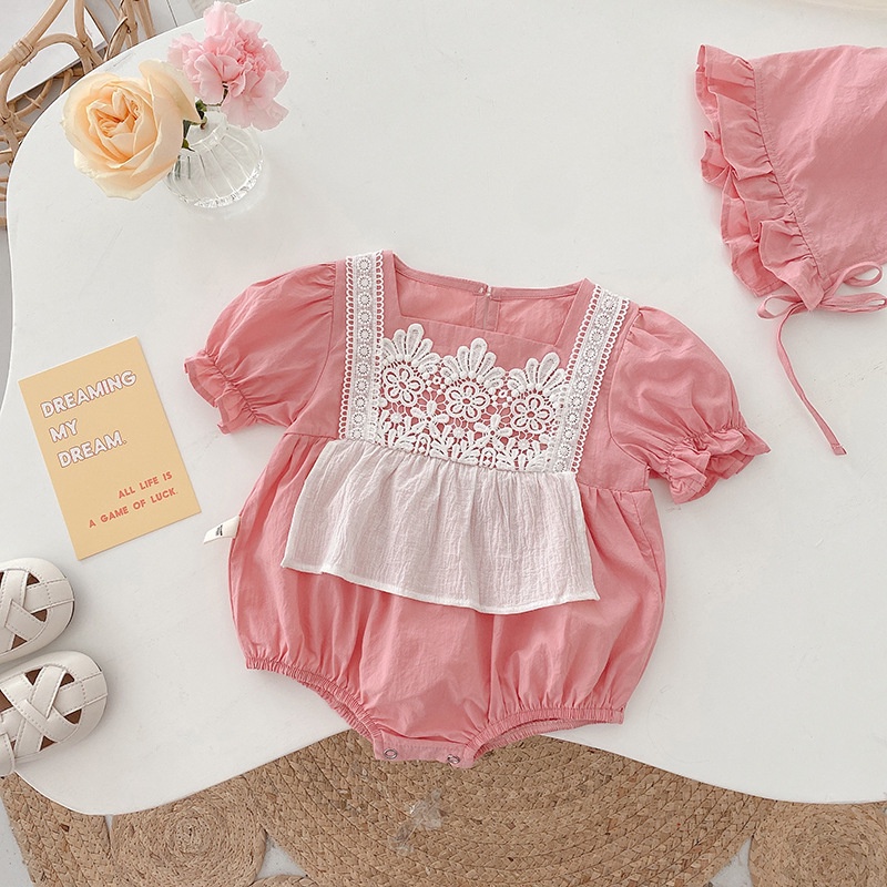 Bộ Áo Liền Quần Phối Ren Dễ Thương Thời Trang Mùa Hè Cho Bé