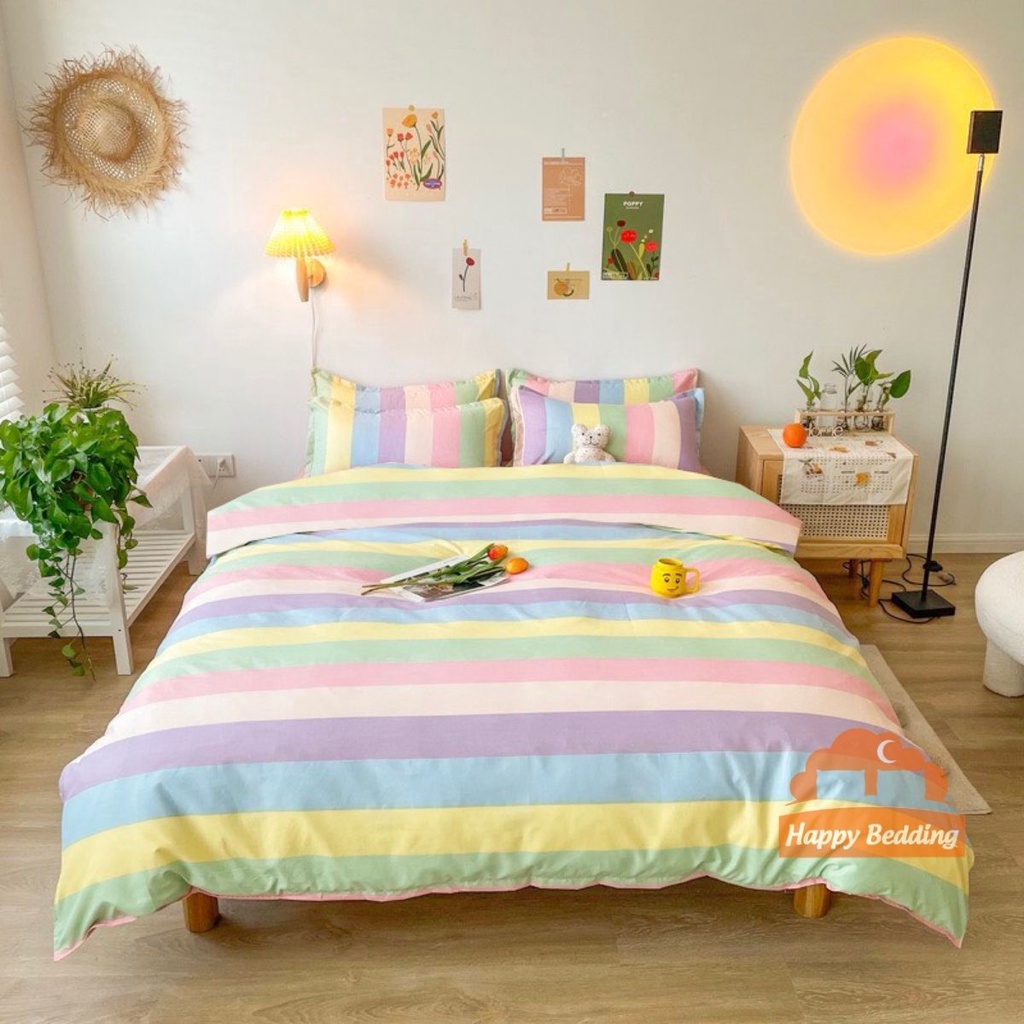 Set Bộ chăn ga gối cotton poly _ kẻ caro nâu be ga Hàn Quốc mẫu mới | BigBuy360 - bigbuy360.vn