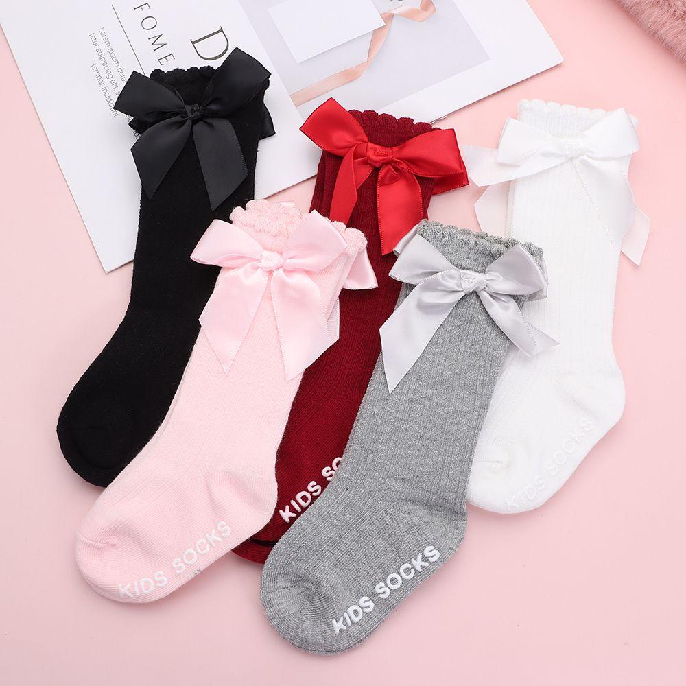 1 Đôi Vớ Vải Cotton Mềm Thắt Nơ Dành Cho Bé Gái Sơ Sinh