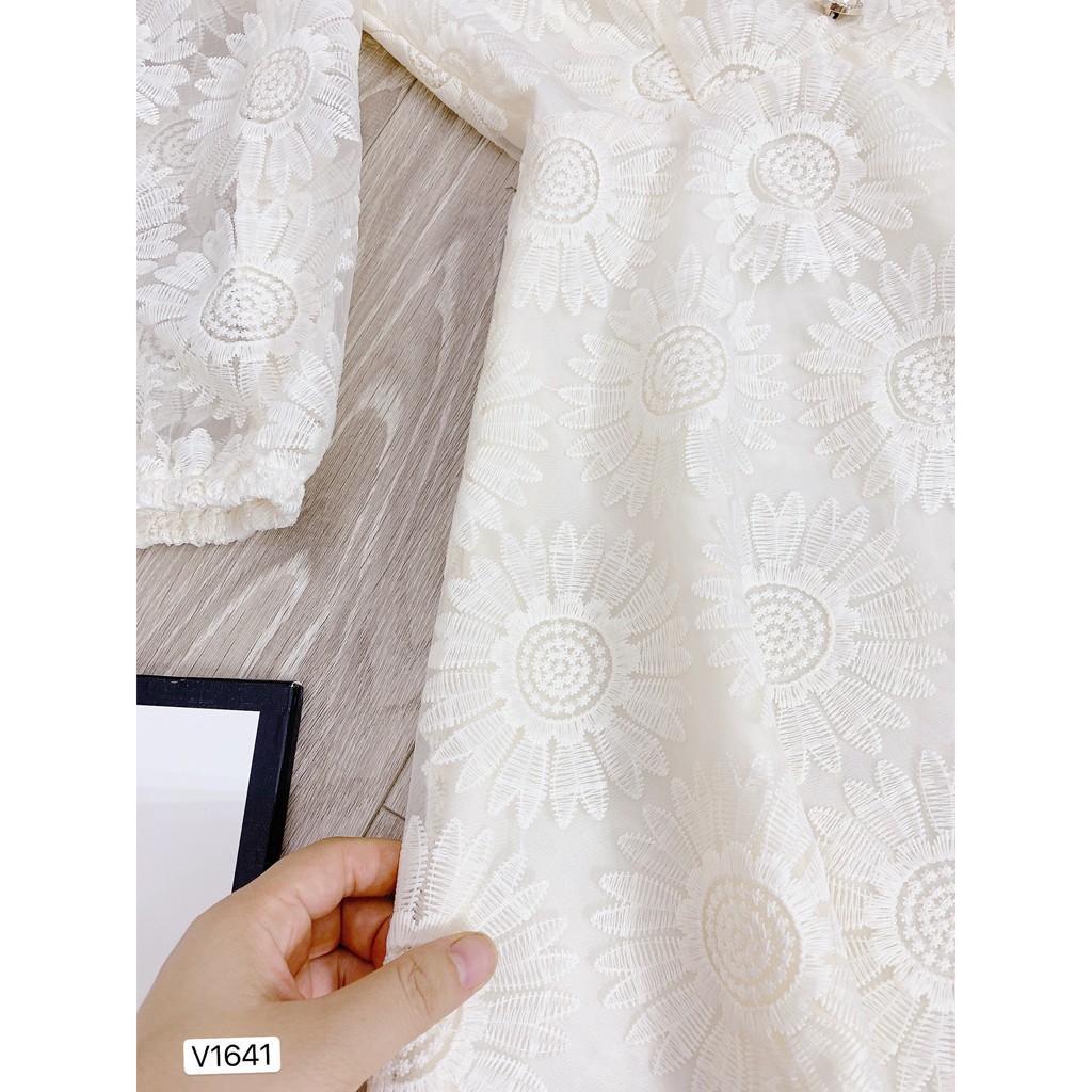 VÁY XÒE TRẮNG KEM HOA CÚC V1641 - Đẹp Shop DVC (Kèm ảnh thật trải sàn do shop tự chụp) | BigBuy360 - bigbuy360.vn