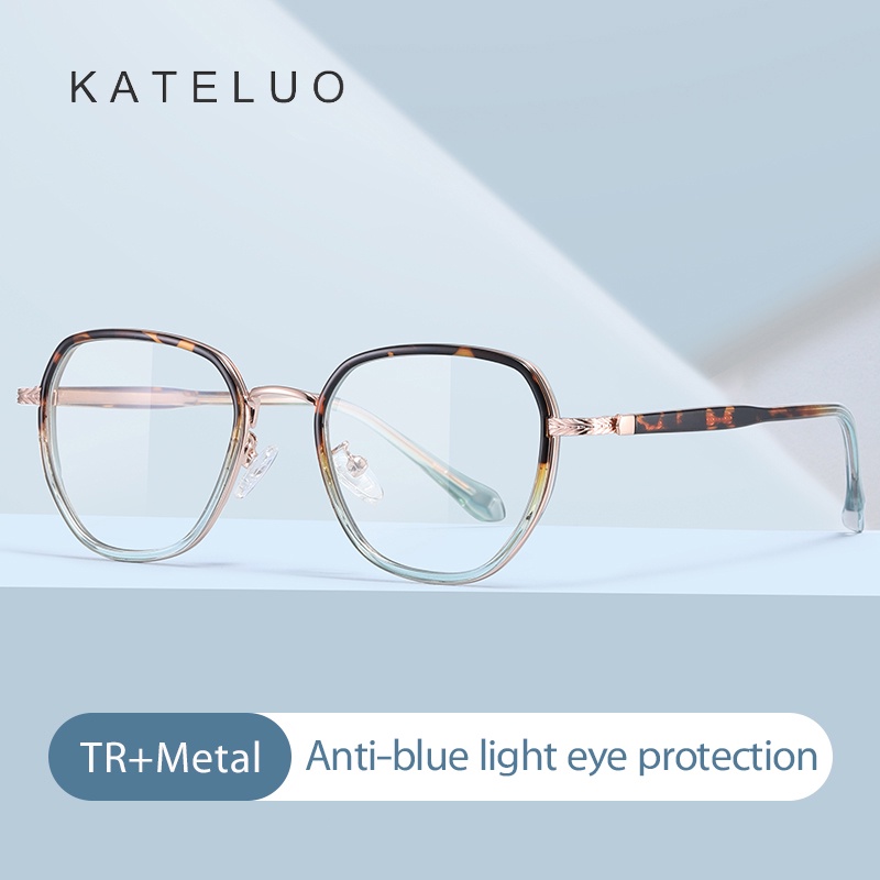 Kính mắt KATELUO TJ809 gọng kim loại tròn chống ánh sáng xanh từ máy tính