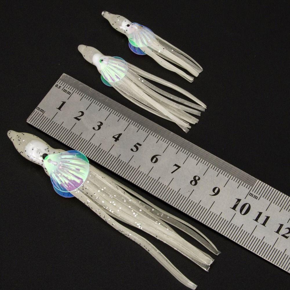 Bộ 10 Mồi Câu Cá Hình Bạch Tuộc Màu Dạ Quang Kích Thước 5 / 6 / 10cm