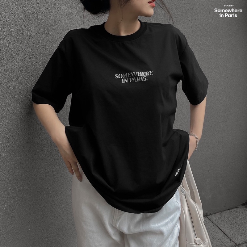 Áo phông wash SOMEWHERE IN PARIS chất cotton form suông unisex nam nữ