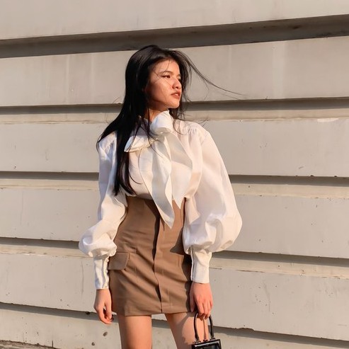 ONONMADE Sơ mi lụa cột nơ to cao cấp nữ tính Bowtie Blouse