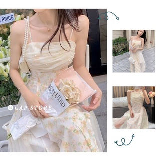 Đầm hai dây hoa voan đính ngọc