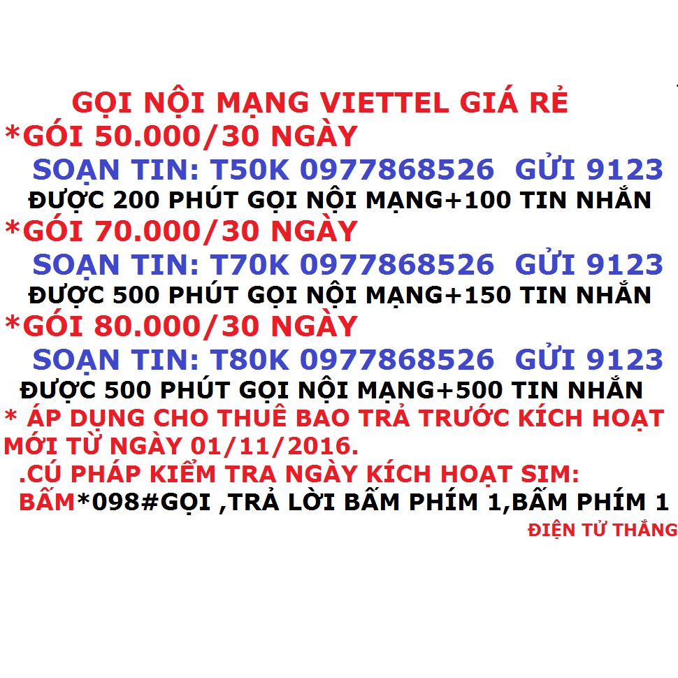 SIM VIETTEL 11 SỐ (SIM 4G NGHE GỌI)