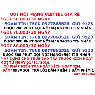 SIM VIETTEL 11 SỐ (SIM 4G NGHE GỌI)