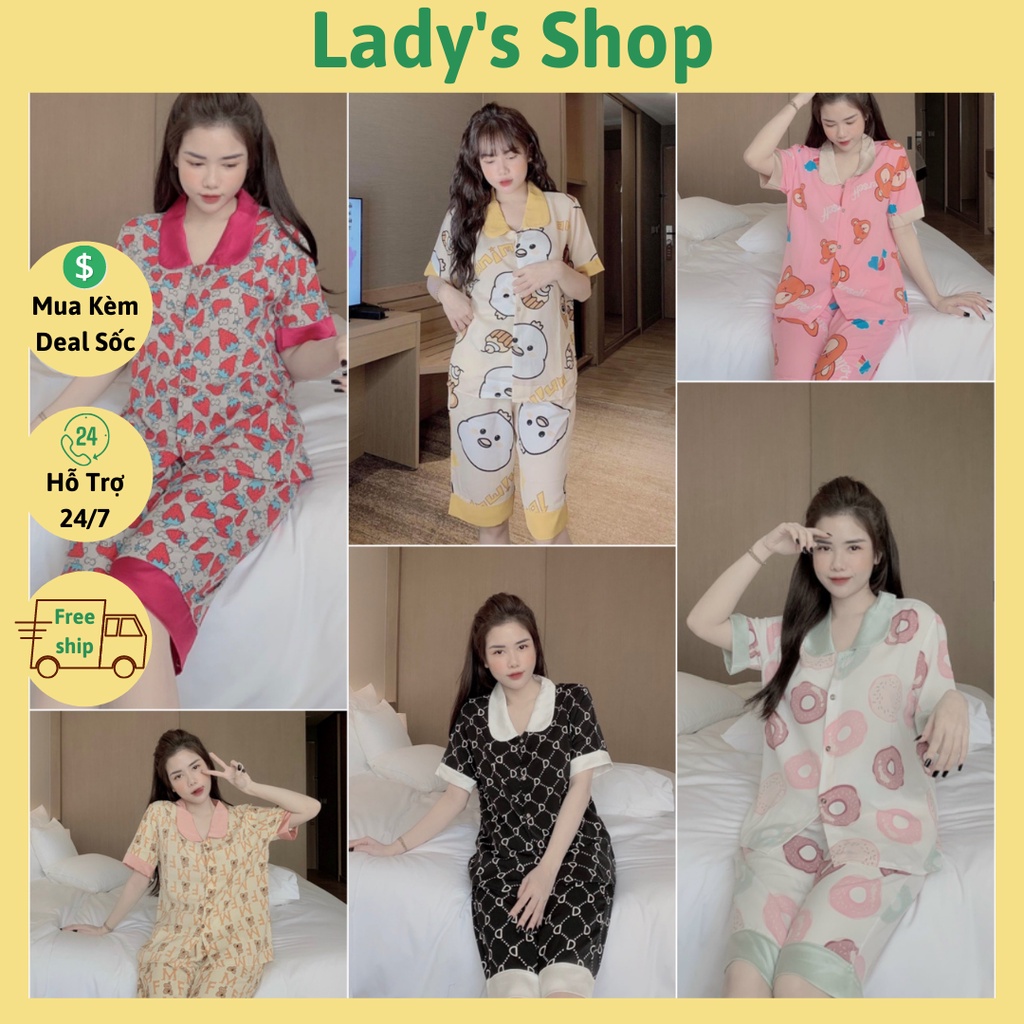 Đồ Bộ Pijama Quần Lửng Cổ Sen Họa Tiết Xinh Xắn | BigBuy360 - bigbuy360.vn
