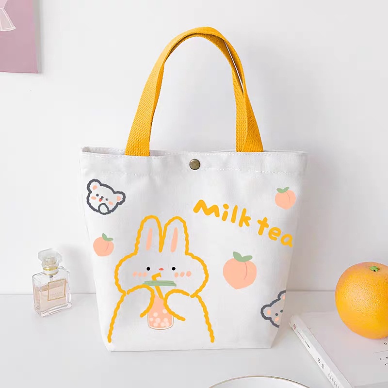 Túi tote vải mini in hình thỏ cute