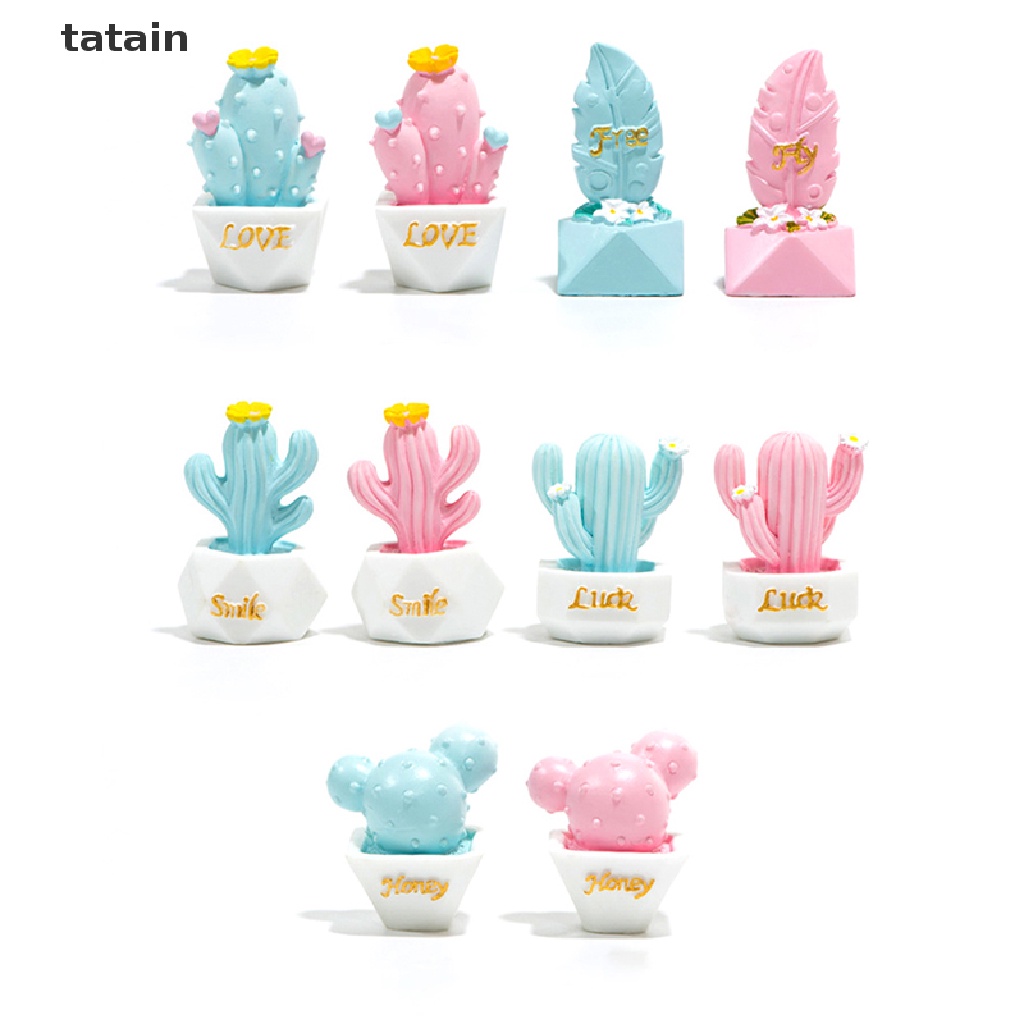 [TAT] 10 Styles Resin Cactus Ornaments Miniature Figurines Cute Accessories Decoration CVX
