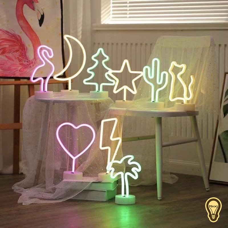 Đèn NEON LED có đế  dùng trang trí , làm đèn decor phòng ngủ , trang trí bàn học MOXI.