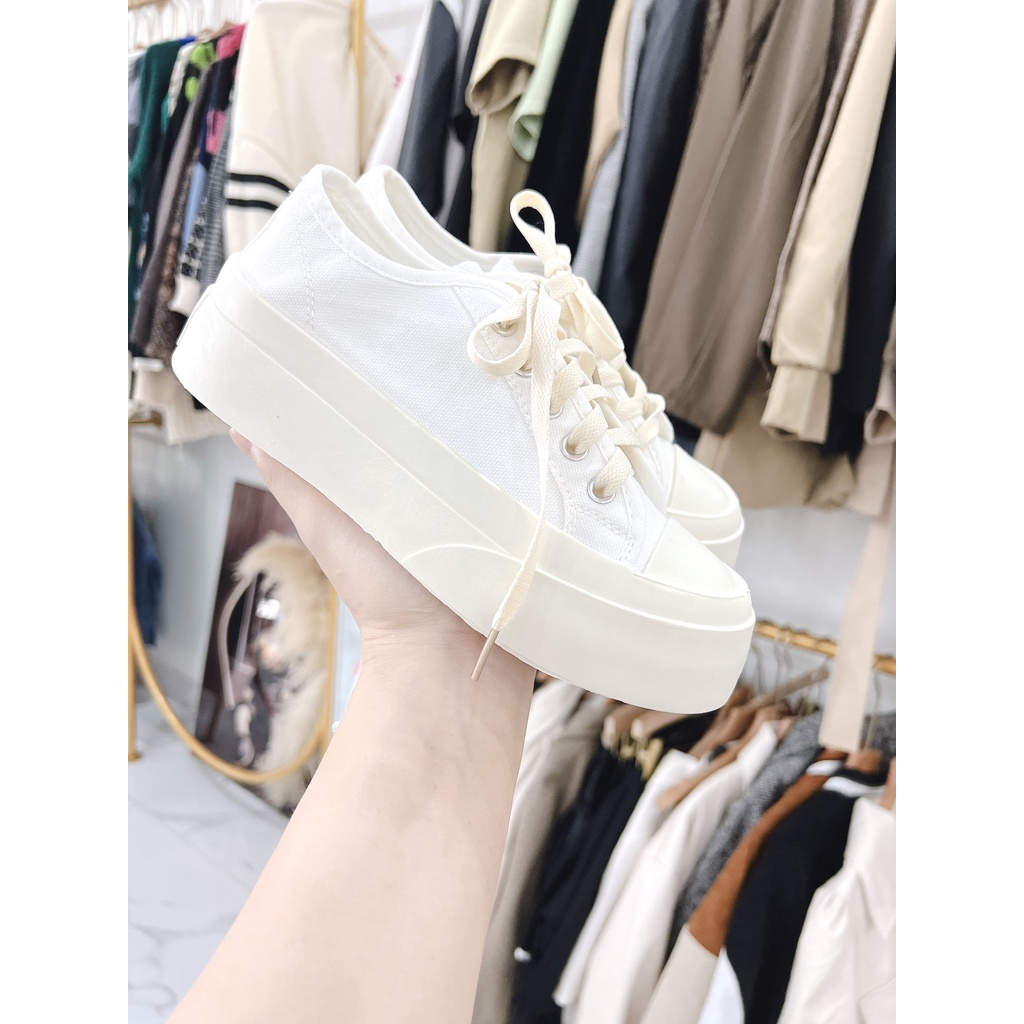 Giày Trơn Đế Cao Độn Đế sneaker Nam Nữ Unisex Cao Cấp họa tiết caro, nâng đế 3,5cm SIÊU ĐỈNH