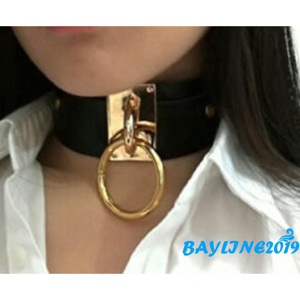 Vòng cổ choker da PU bản lớn thời trang cho nữ