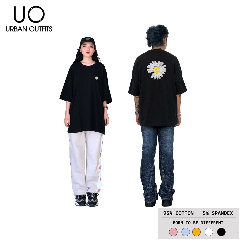 2 Màu ATO08 Áo Thun Tay Lỡ Nữ Nam Form Rộng URBAN OUTFITS IN Hoa Cúc Flash Cotton 4 Chiều Local Brand