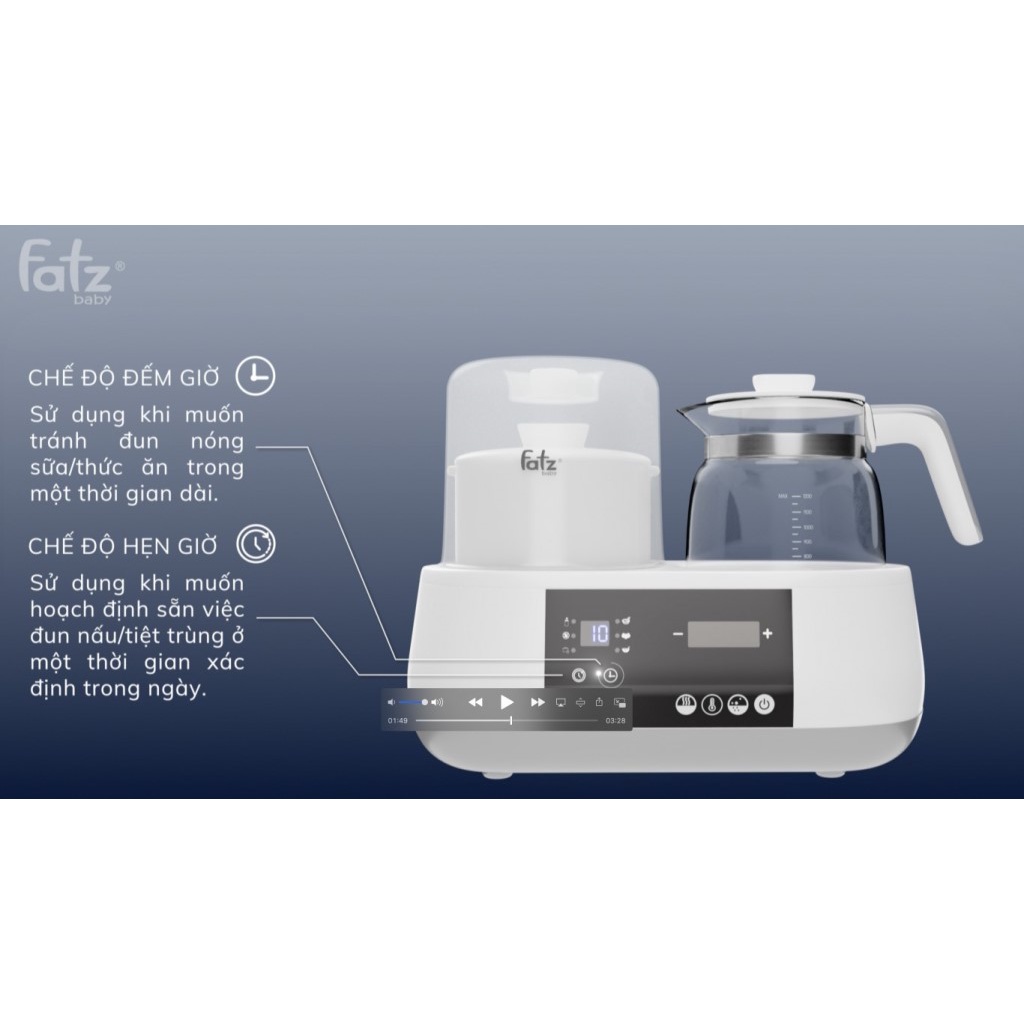 Máy tiệt trùng và hâm nước pha sữa điện tử đa năng Fatz Fatzbaby Multimax 1 - FB9002SJ