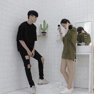 Áo Thun Unisex Tay Lửng Đan Dây Lưng Cực Chất