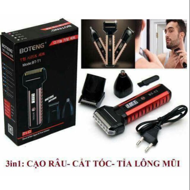 Tông Đơ Cắt Tóc Kiêm Máy Cạo Râu Và Cắt Tỉa Lông Mũi Boteng 3 Trong 1 Cao Cấp