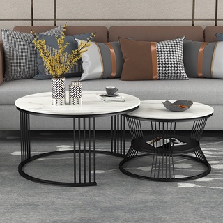 Bộ bàn trà sofa mặt đá nhập khẩu nguyên bộ, bàn trà 2 tầng ceramic phòng khách phong cách nhật bản - Bảo hành 2 năm