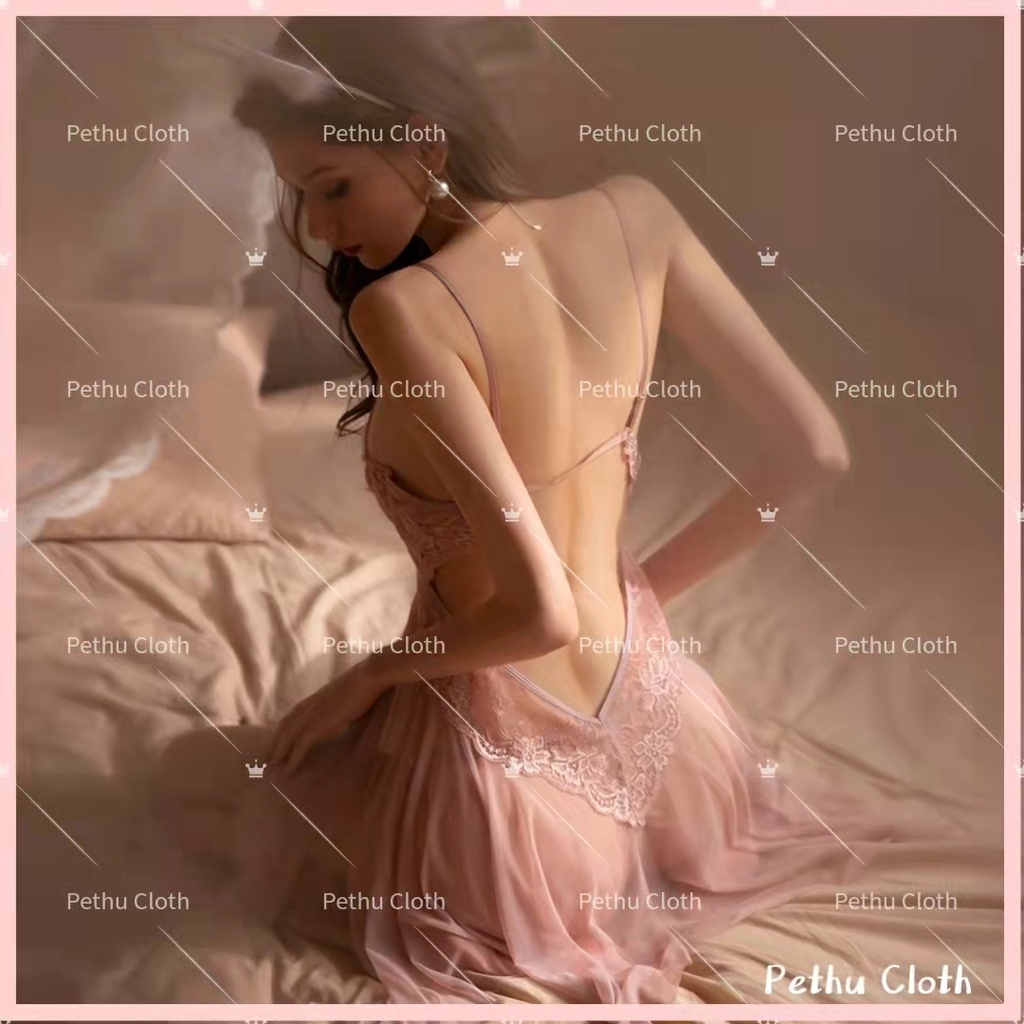 （Q1,HCM) có quần lótVáy ngủ sexy nữgợi cảm, Đầm ngủ xuyên thấu 2 dây kèm quần chip---010