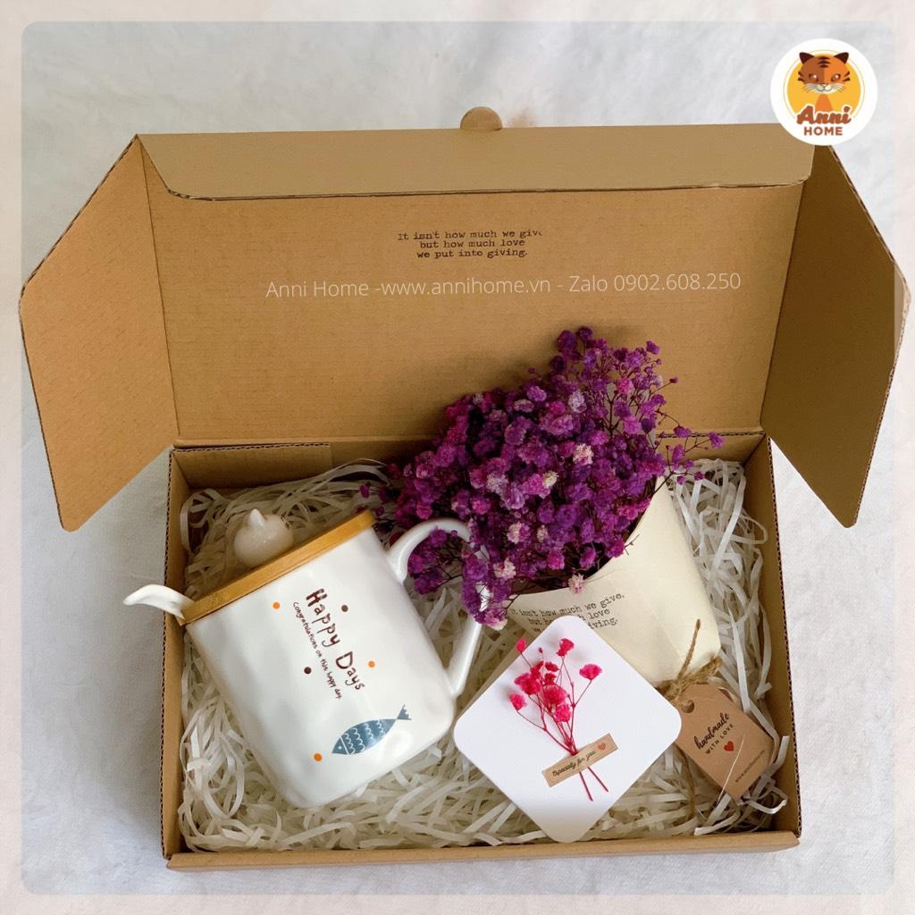 Sweet Valentines Gift Box - Anni Home. Set quà tặng 8/3, quà tặng sinh nhật, quà tặng bạn gái với hoa khô và ly sứ