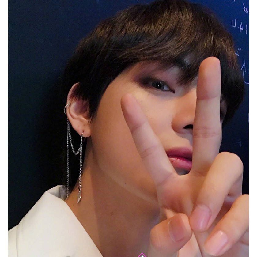 Khuyên BTS V 2018 2 khoen dây xích - Sẵn hàng