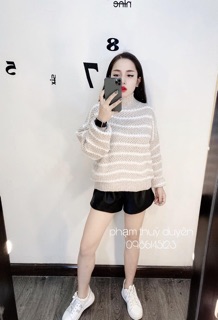Áo kẻ len lông thỏ ( anh thật )